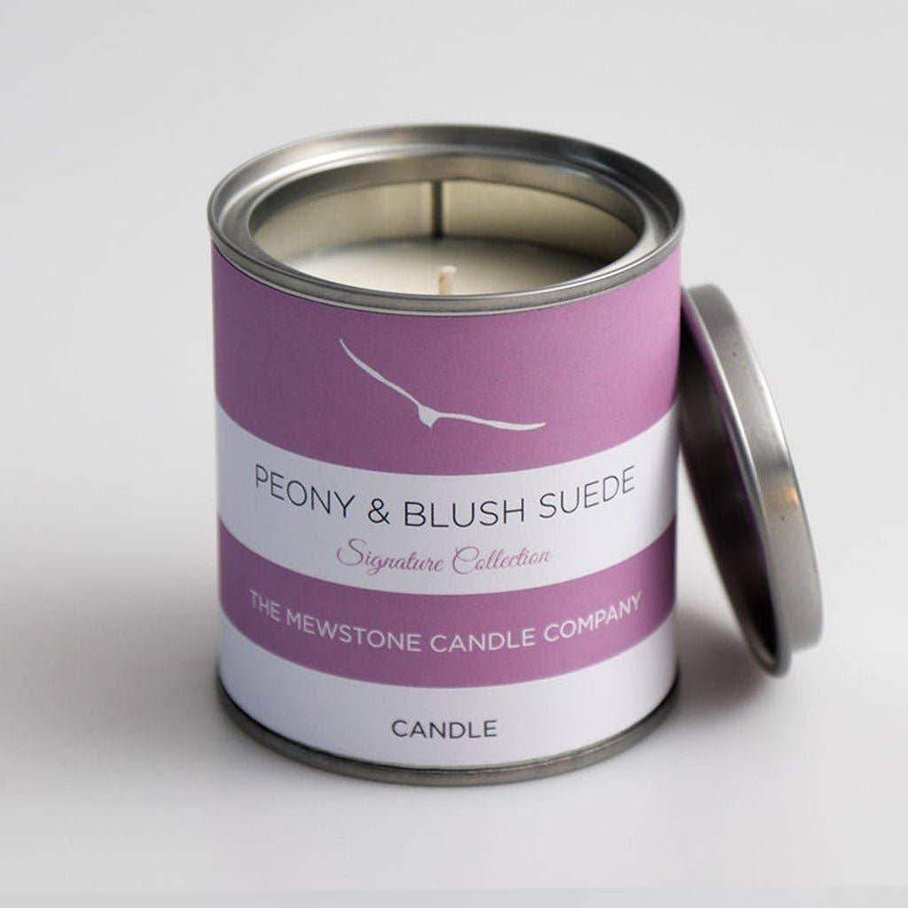 Peony and blush suede natural wax candle