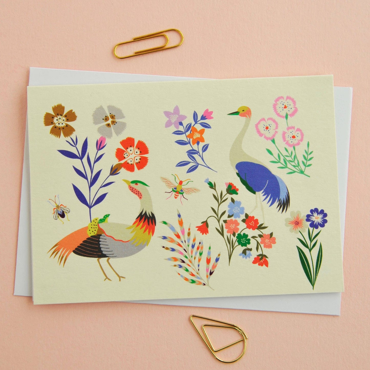 Set of eight birds & bees notecards