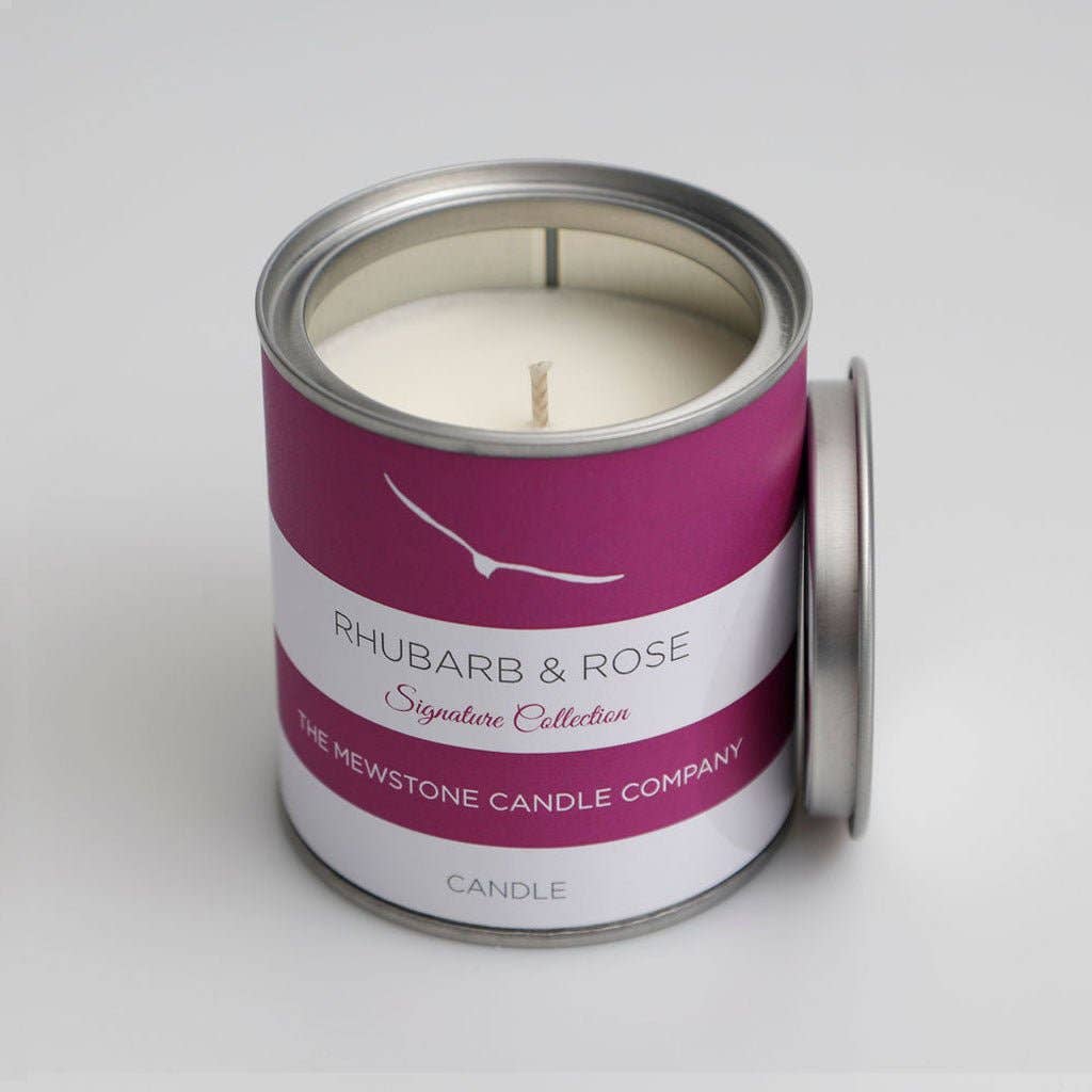 Rhubarb & rose natural wax candle