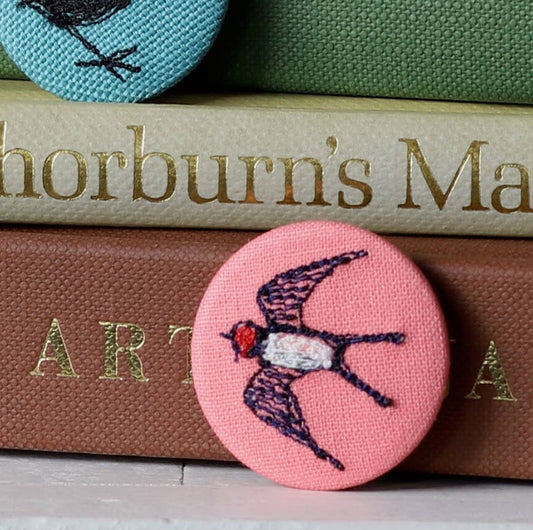 Embroidered swallow brooch