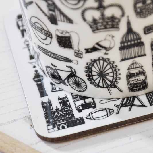 British icons black & white coaster
