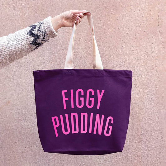 Figgy pudding purple tote bag