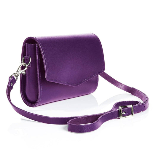 Handmade purple leather clutch bag