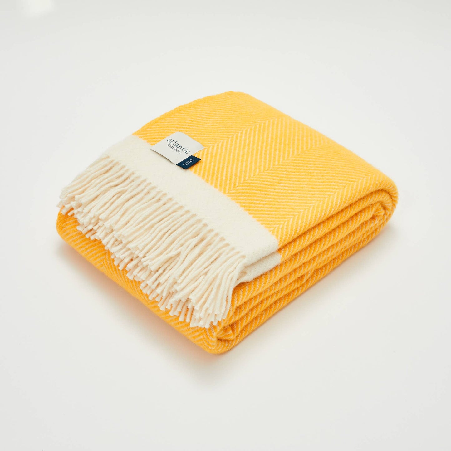 Yellow herringbone wool blanket