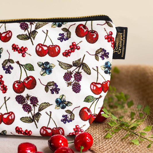 Mon Cheri cherry organic cotton wash bag