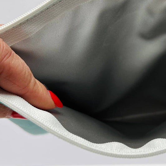 Monogram purse - turquoise with orange initial