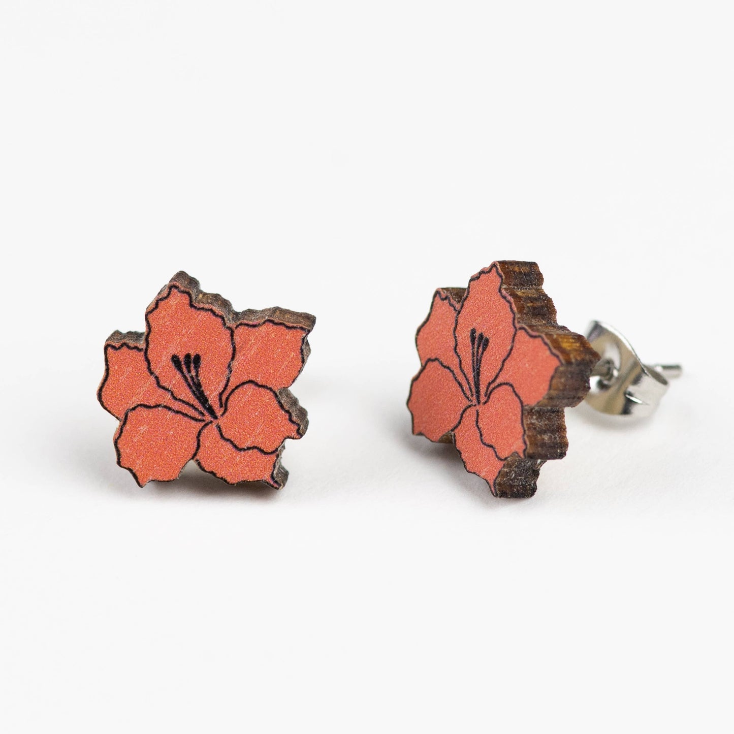 Wooden flower earrings