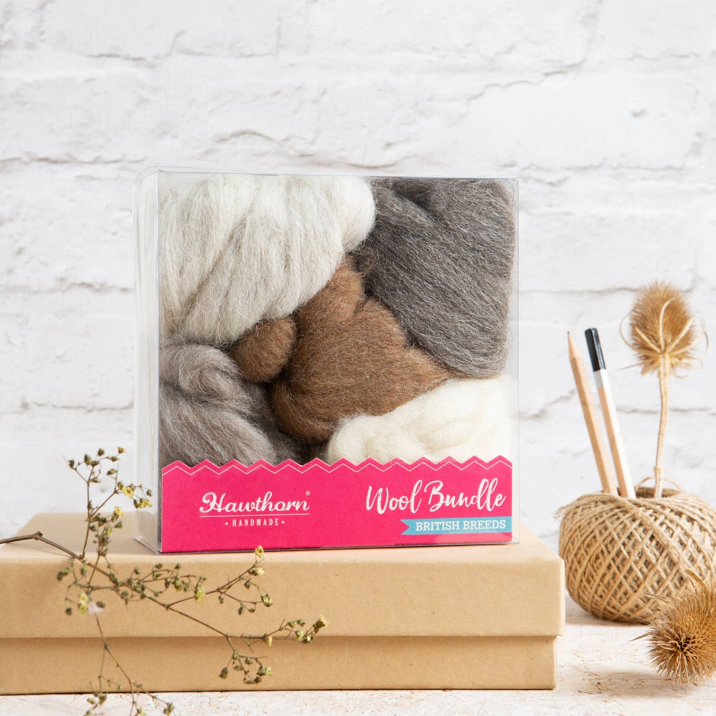 British breeds undyed felting wool bundle