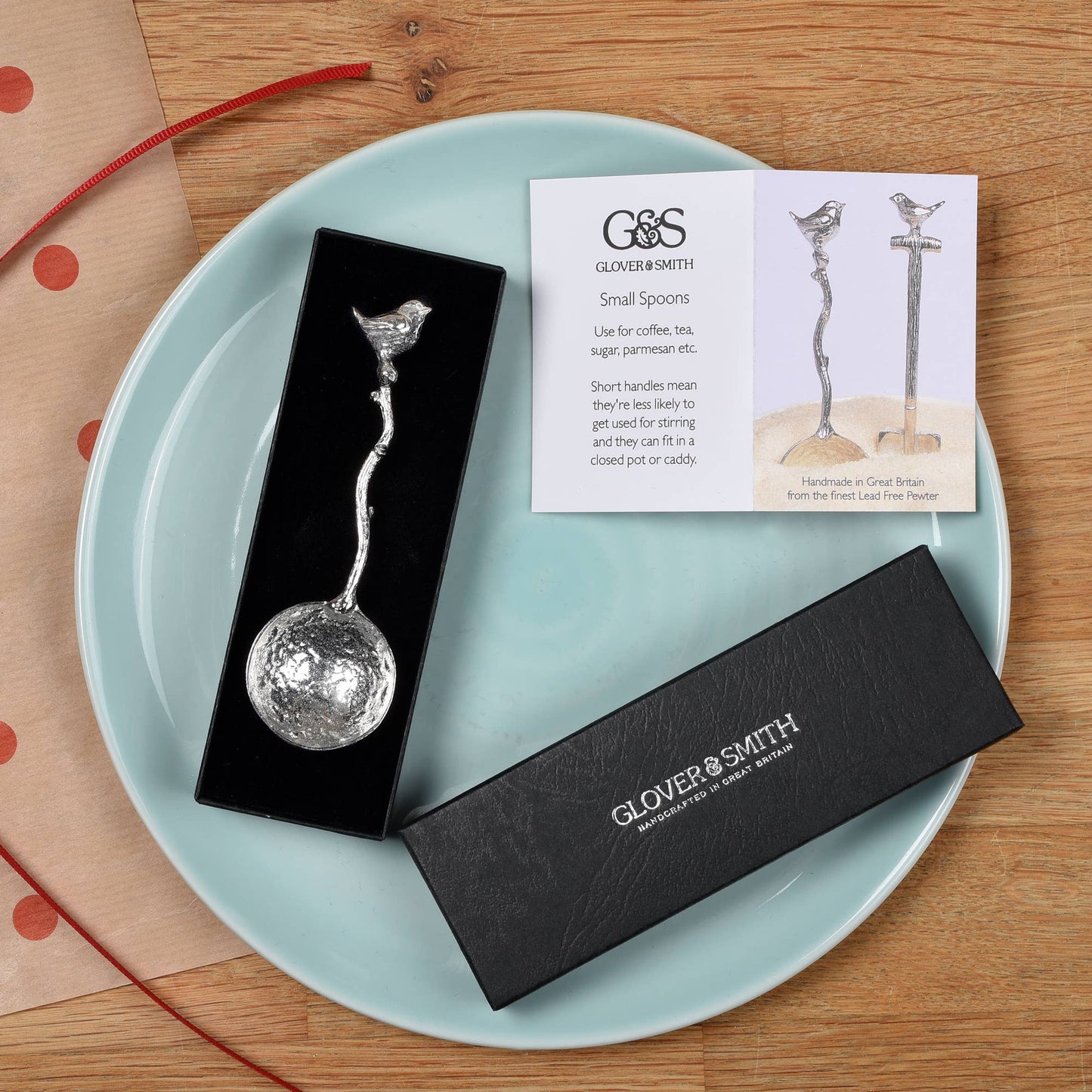 Pewter wren sugar spoon