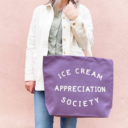 Lavender ice cream appreciation society canvas tote bag
