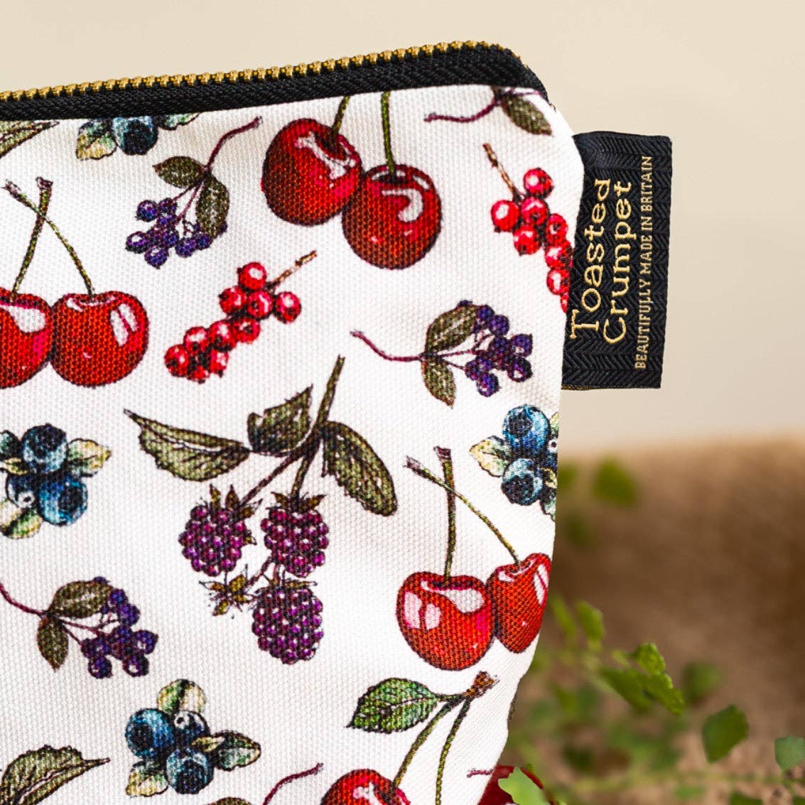 Mon Cheri cherry organic cotton wash bag