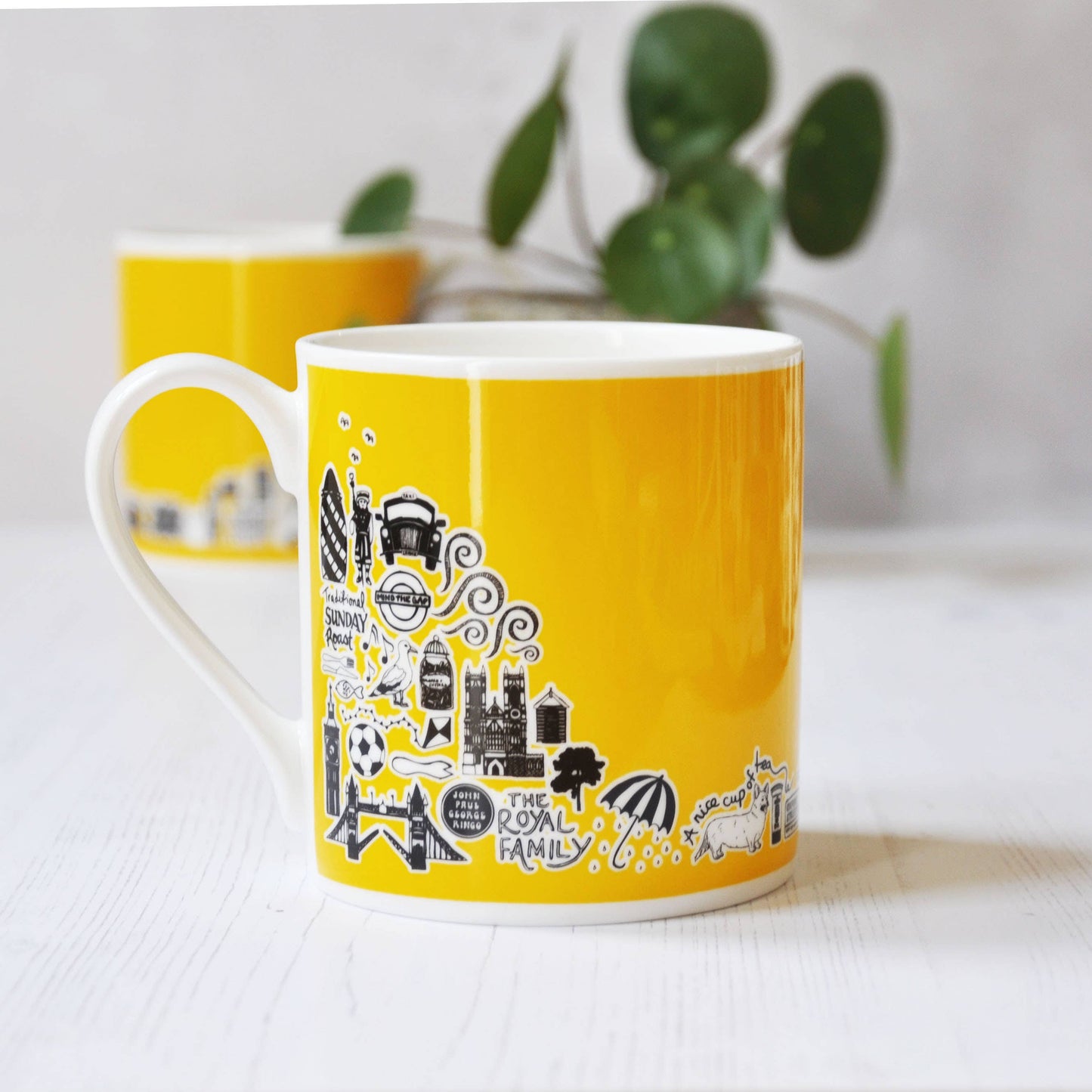 British icons sunshine yellow mug