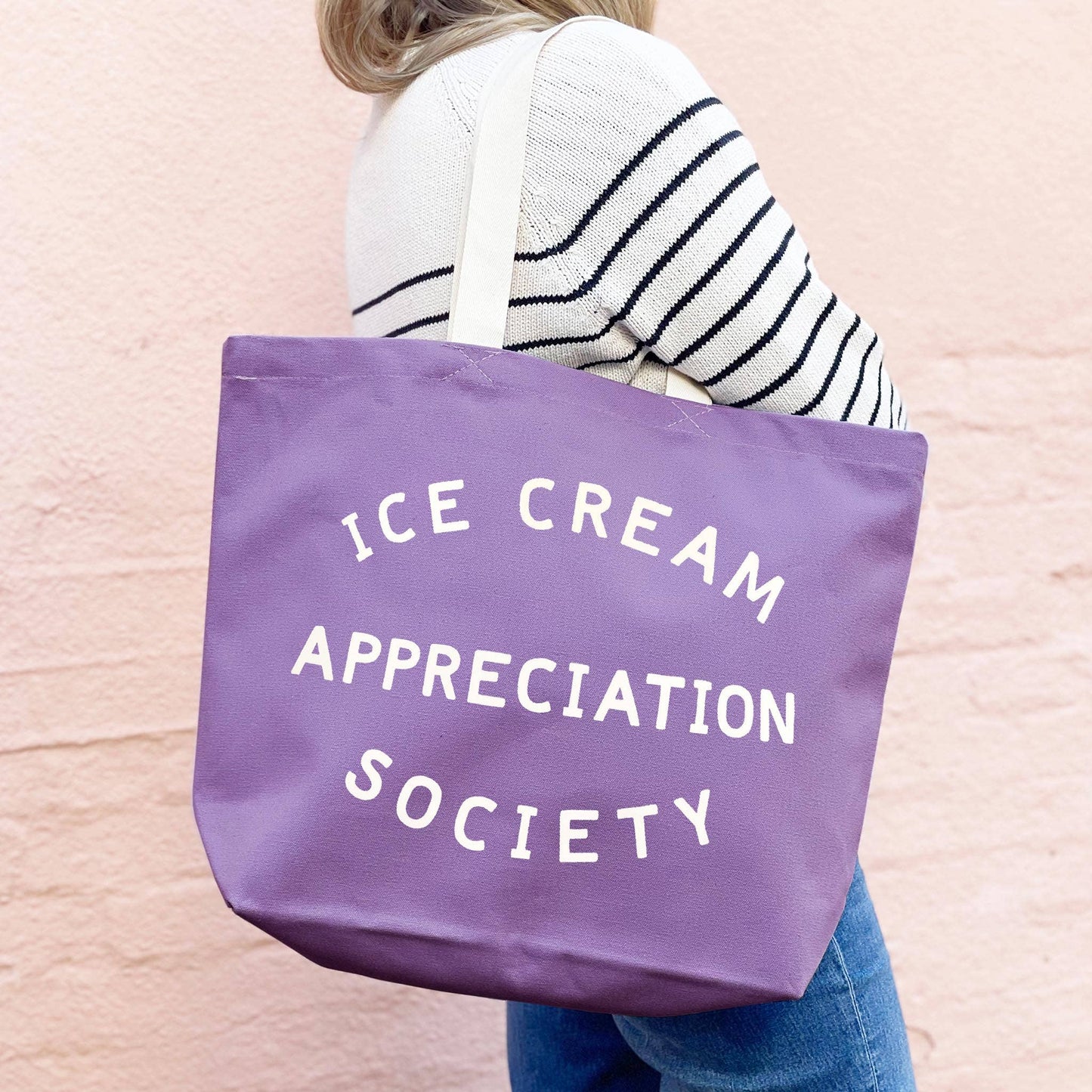 Lavender ice cream appreciation society canvas tote bag