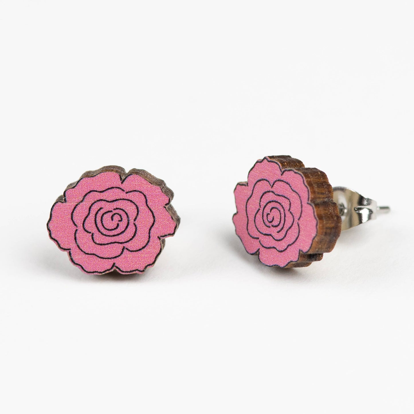 Wooden flower earrings