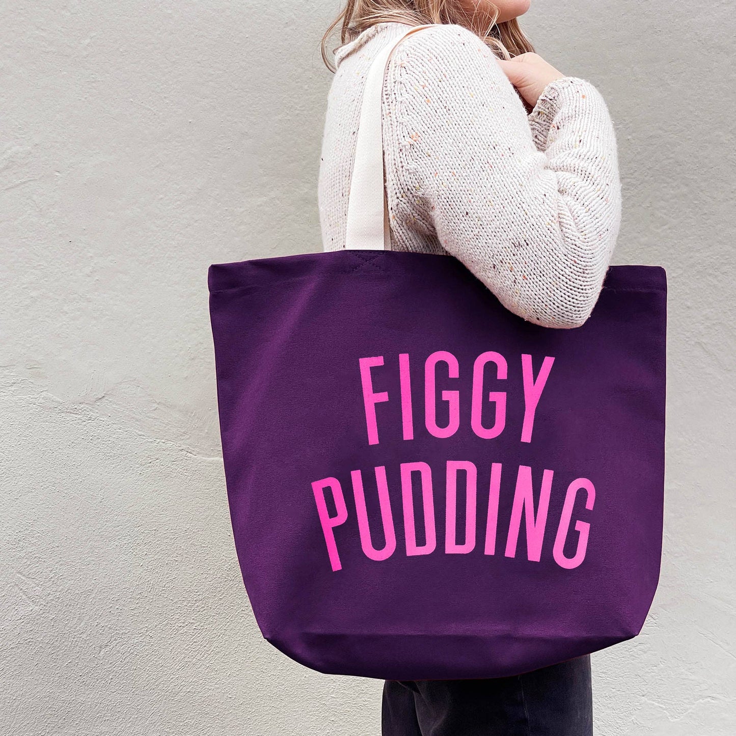 Figgy pudding purple tote bag