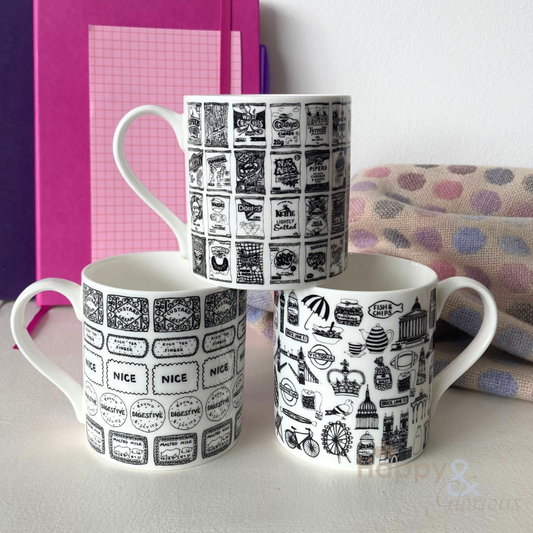 Biscuits black & white mug