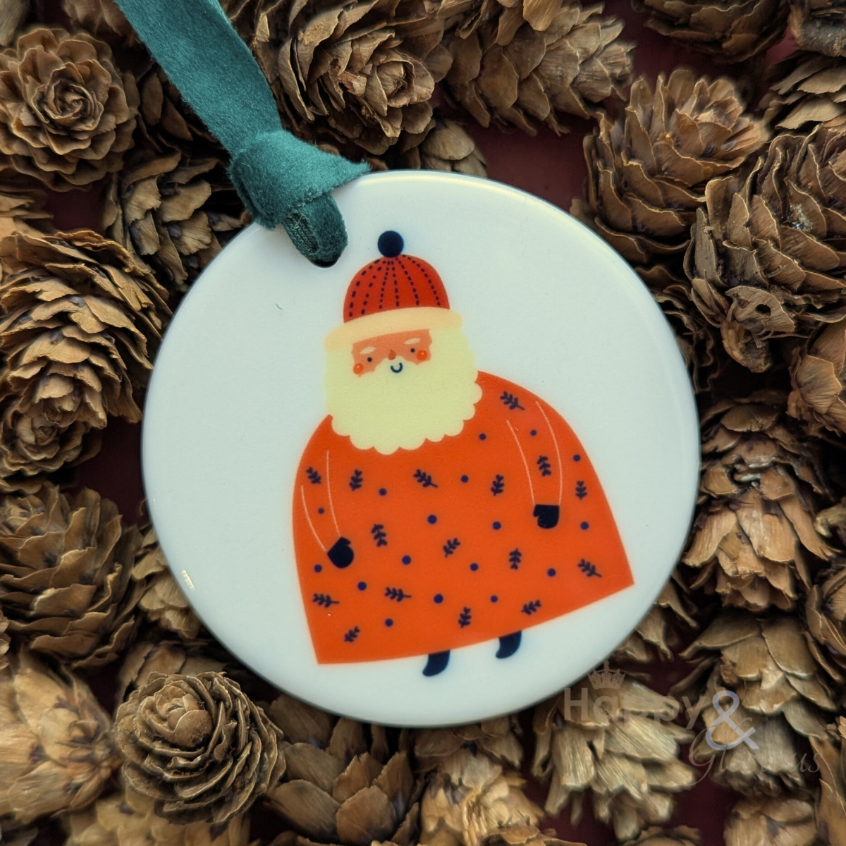 Little round Santa ceramic decoration