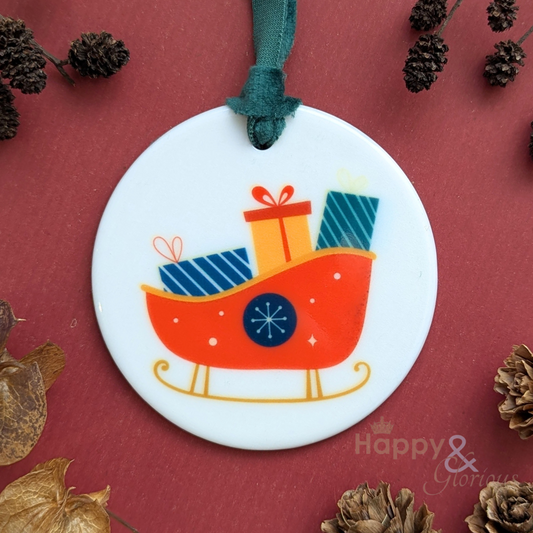 Sleigh ceramic Christmas decoration