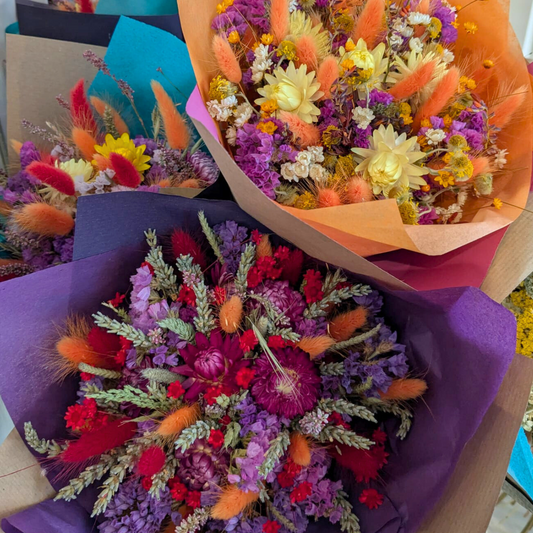 Hand tied, locally grown dried flower bouquet
