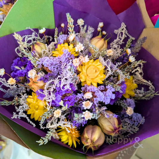 Hand tied, locally grown dried flower bouquet