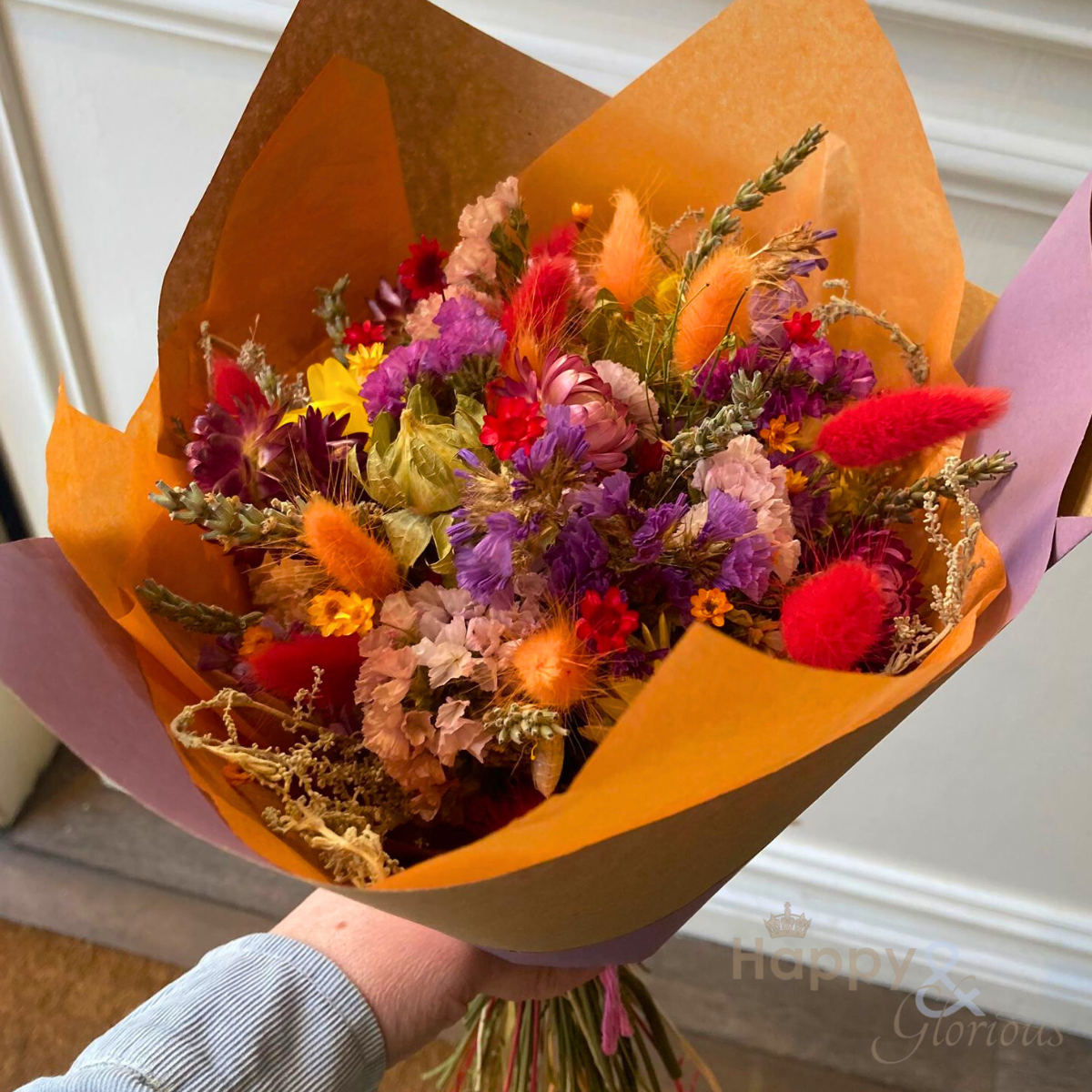 Hand tied, locally grown dried flower bouquet