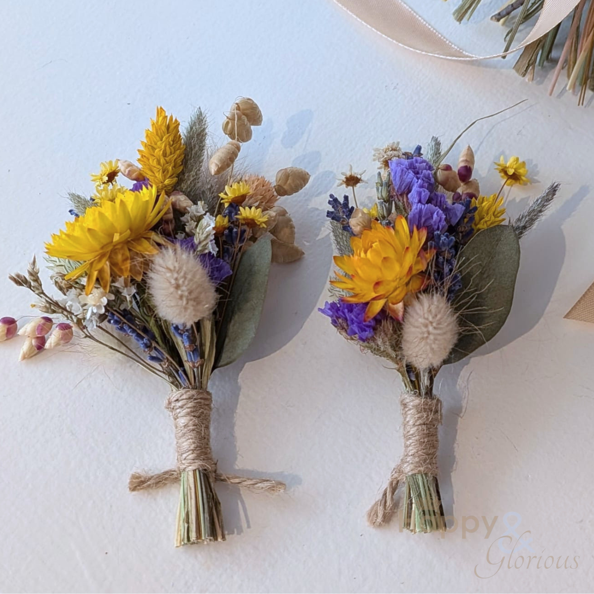 Dried flower wedding buttonhole