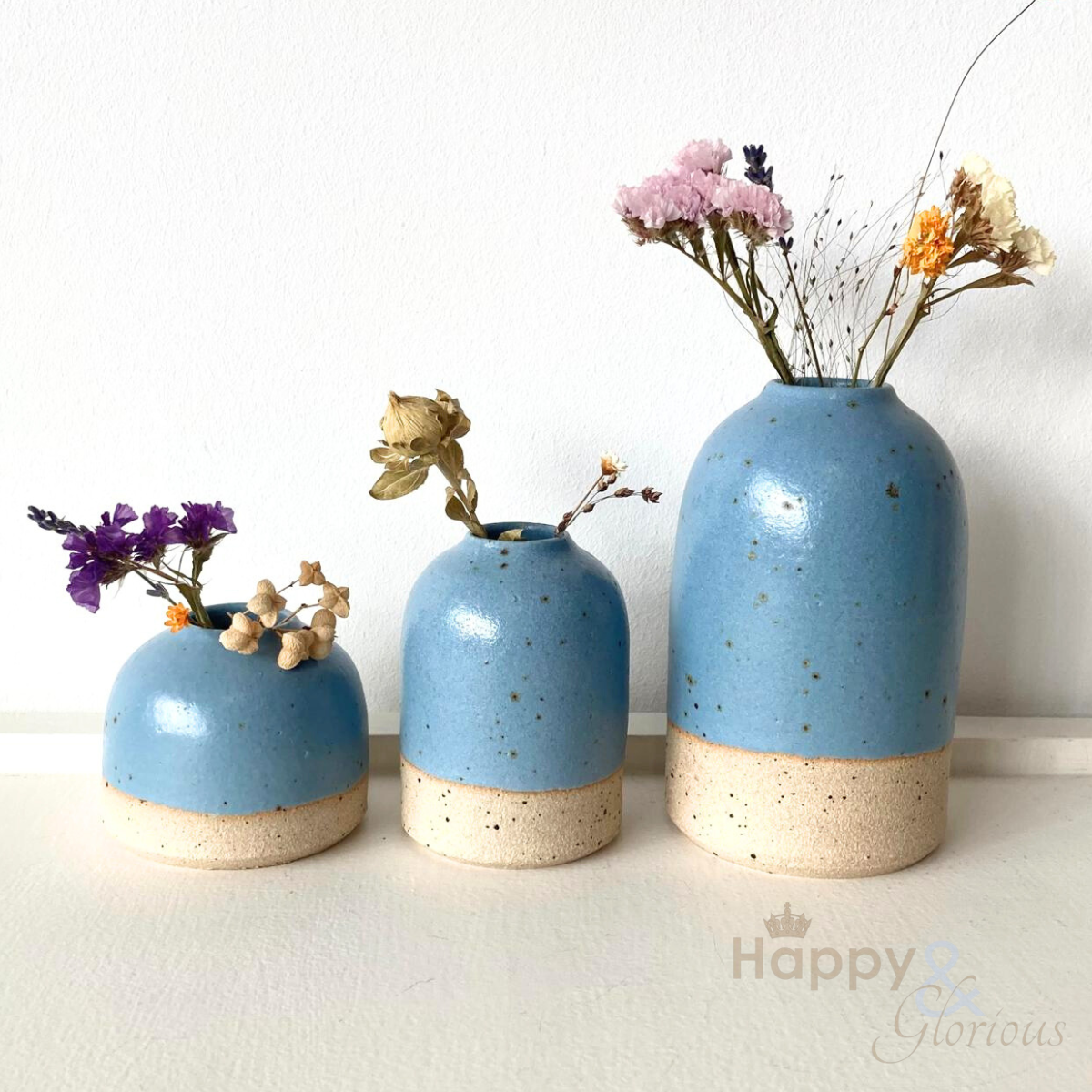 Medium cornflower blue stoneware vase