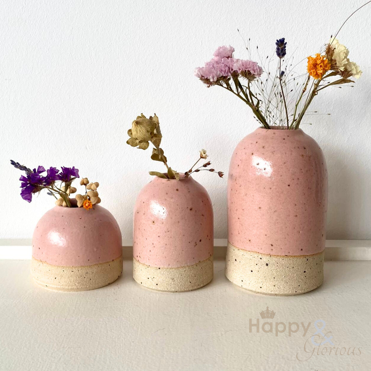 Medium pale pink stoneware vase