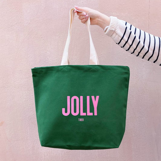 Forest green jolly (tired) canvas tote bag
