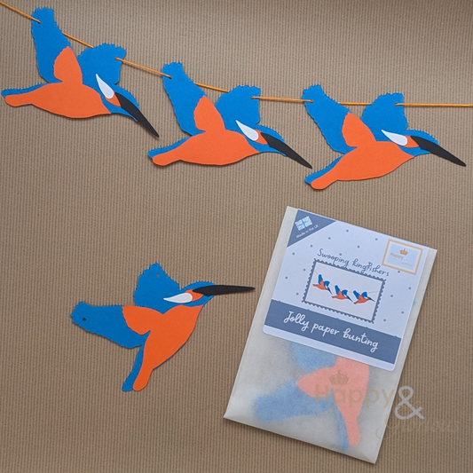 Jolly paper bunting - Swooping kingfishers