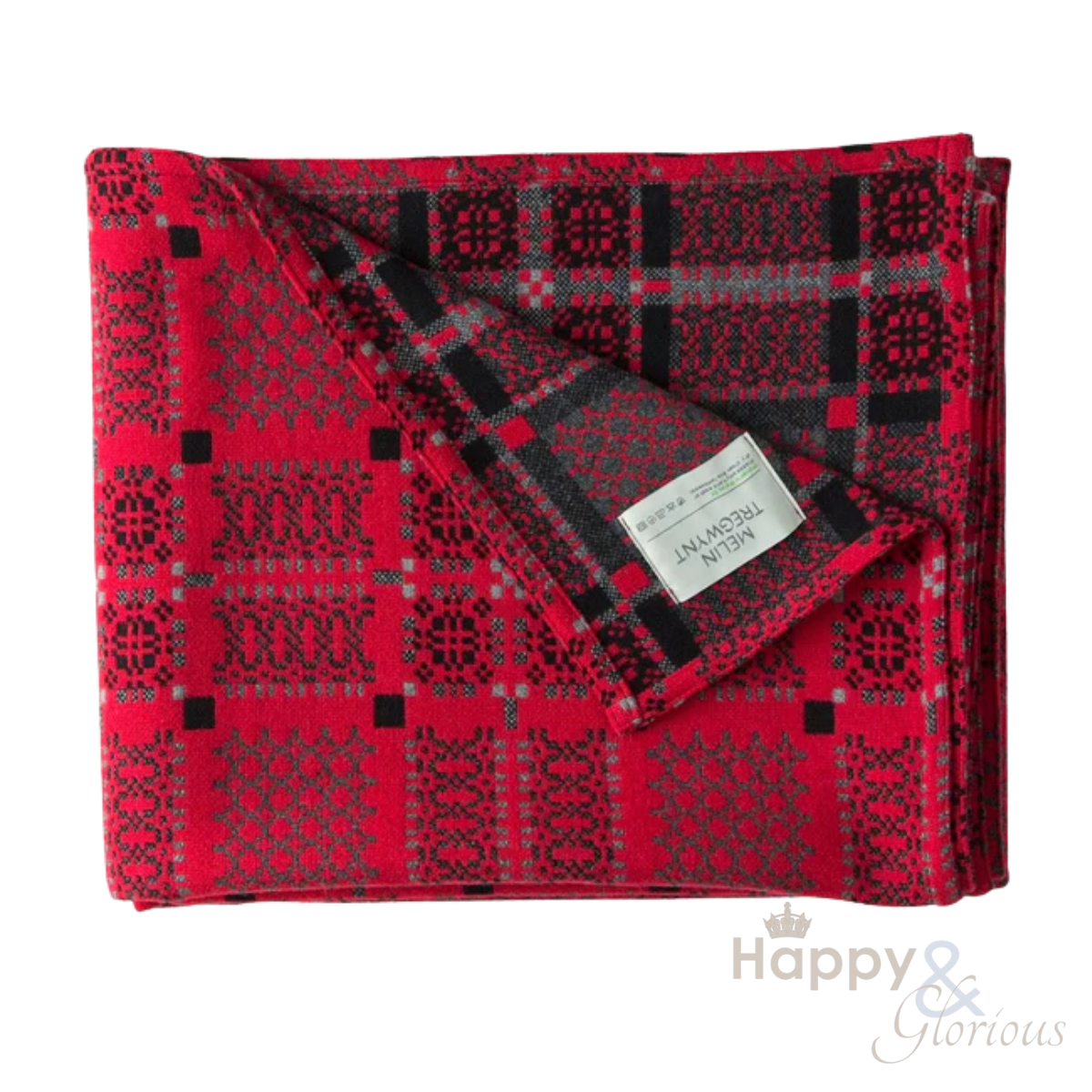 Red 'Knot Garden' pure lambswool throw by Melin Tregwynt