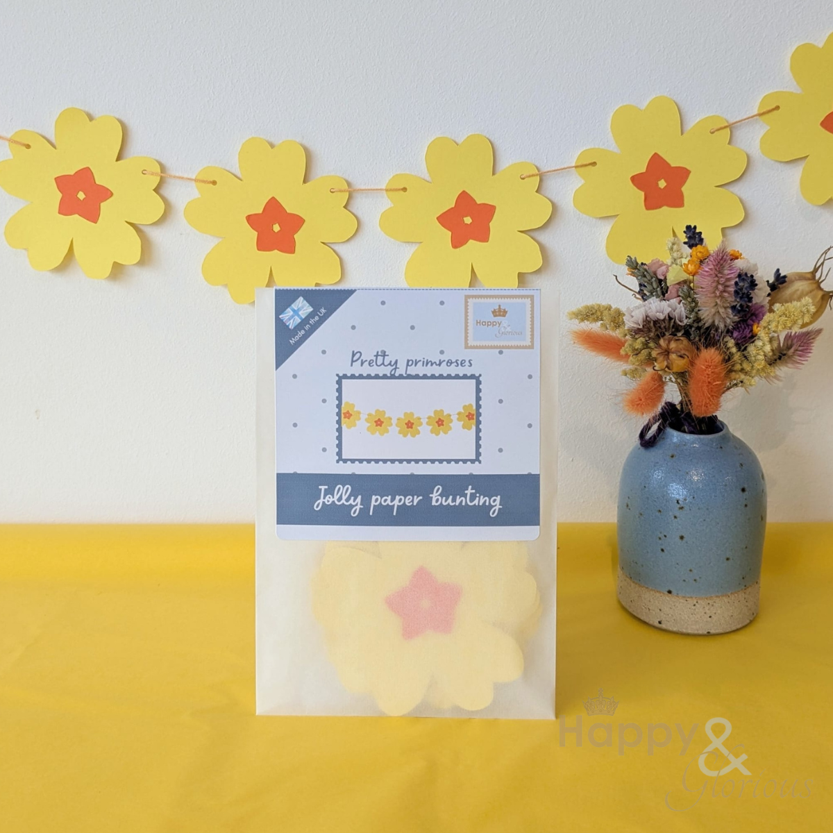 Jolly paper bunting - Pretty primroses