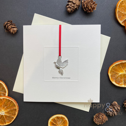 Pewter dove keepsake Christmas card