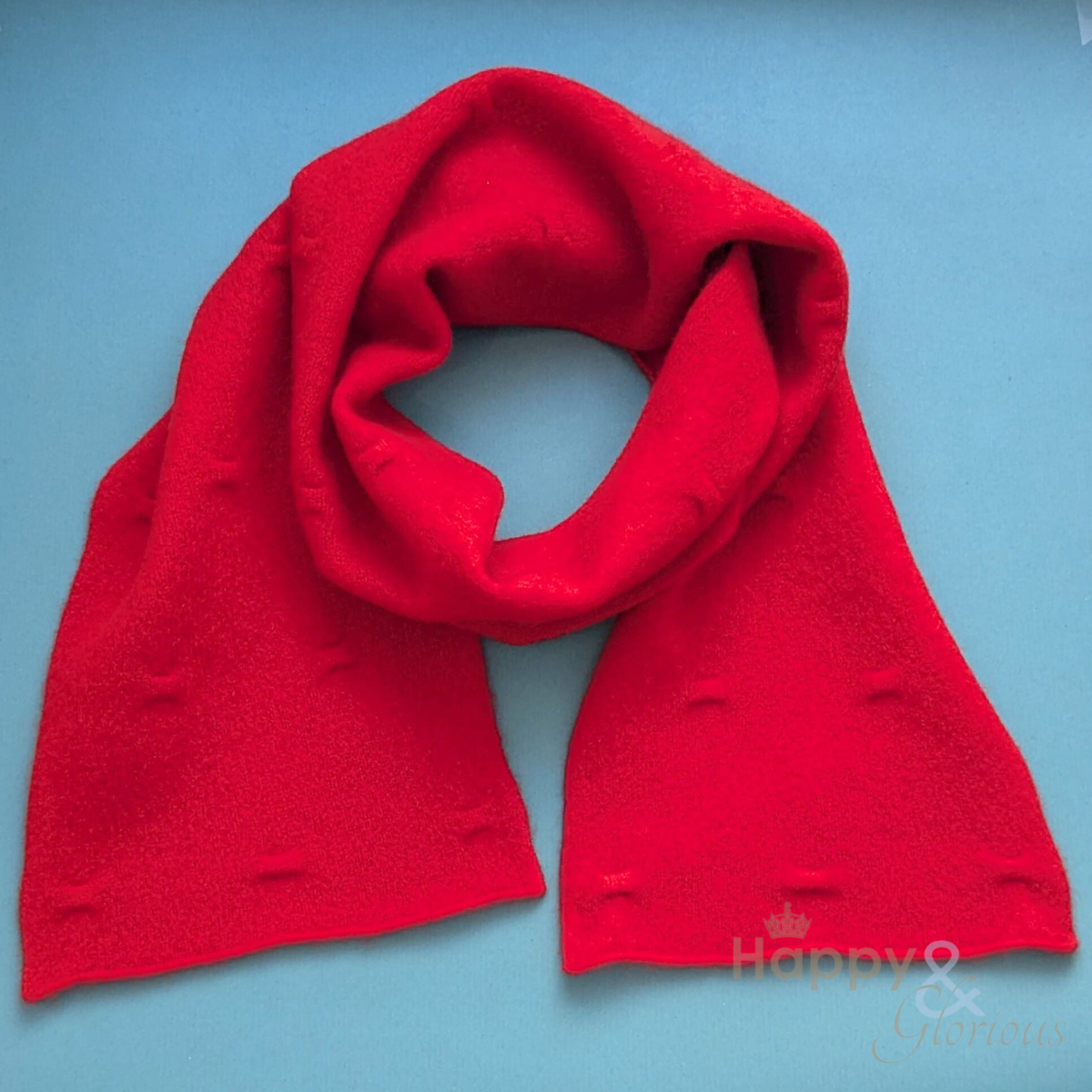Red felted merino wool scarf