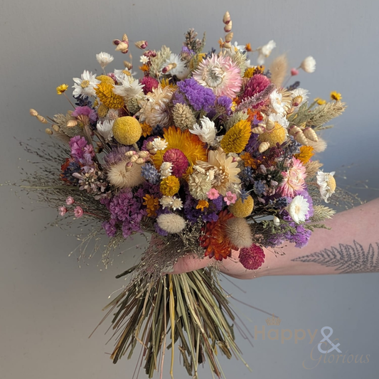 Dried flower wedding bouquet