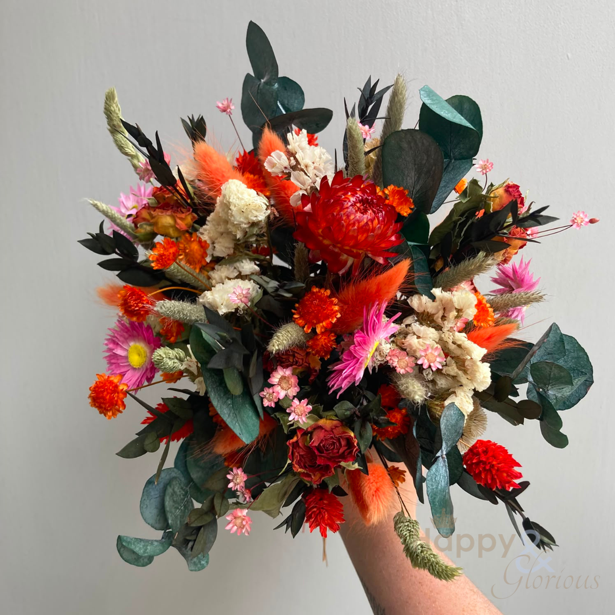 Dried flower wedding bouquet