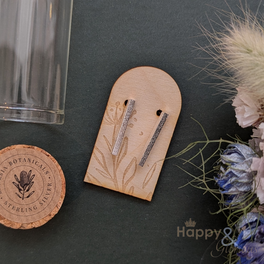 Sterling silver textured bar drop earrings