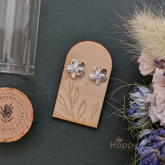 Sterling silver & cubic zirconia floral studs