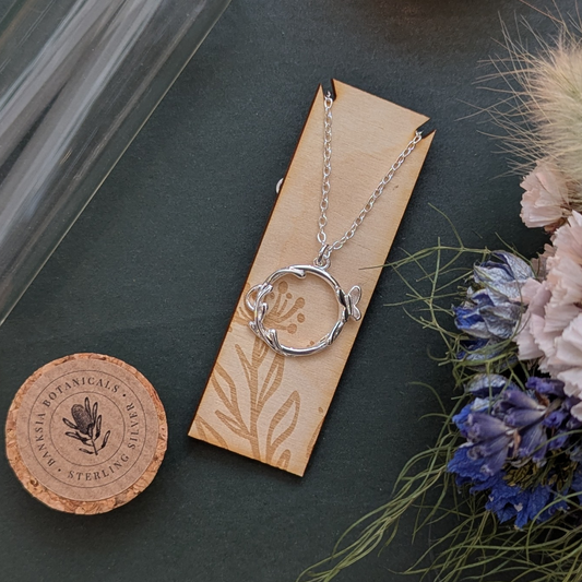 Sterling silver secret garden & butterfly necklace