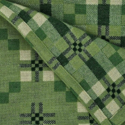 Deilen green St Davids Cross pure lambswool throw by Melin Tregwynt