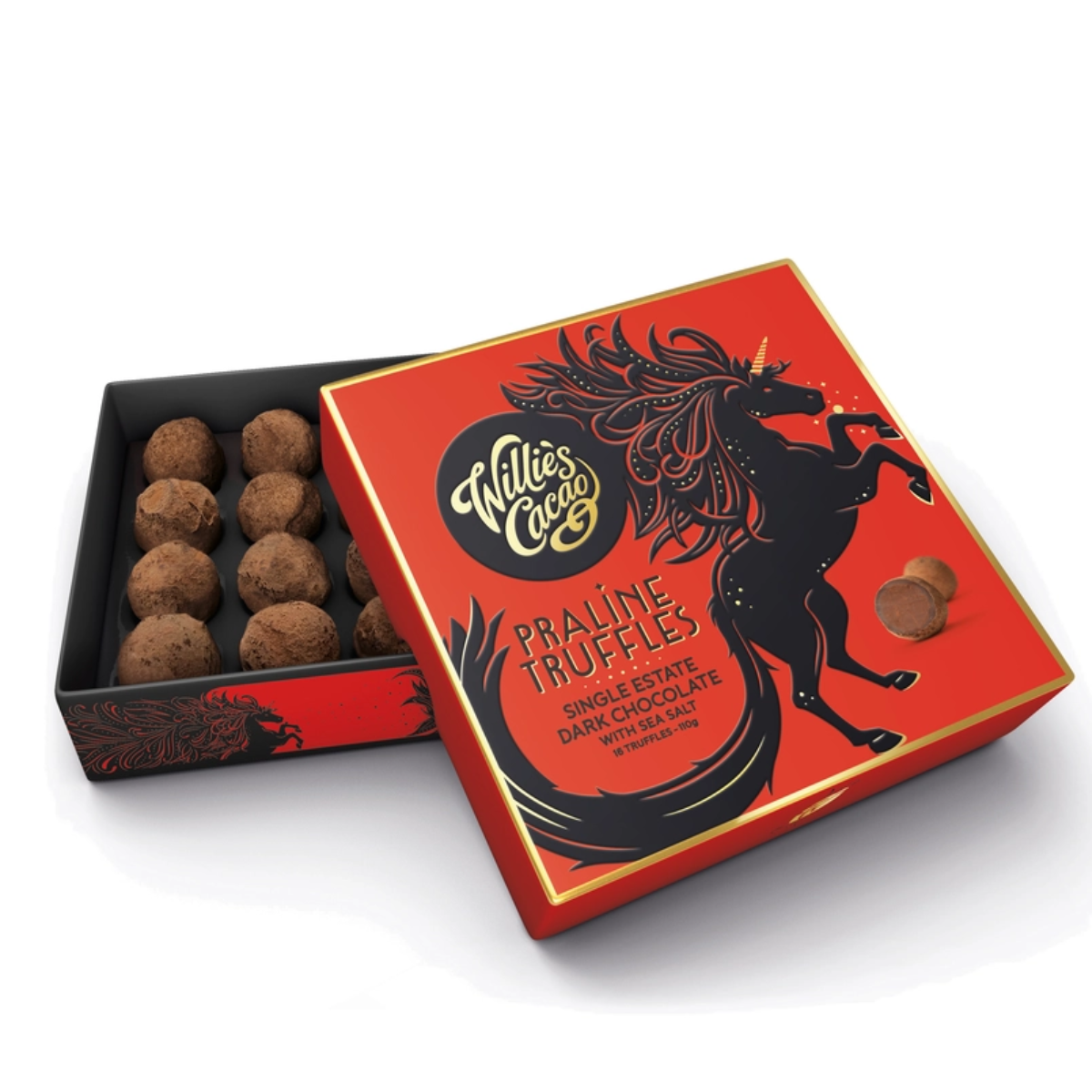 Dark chocolate praline truffles with sea salt