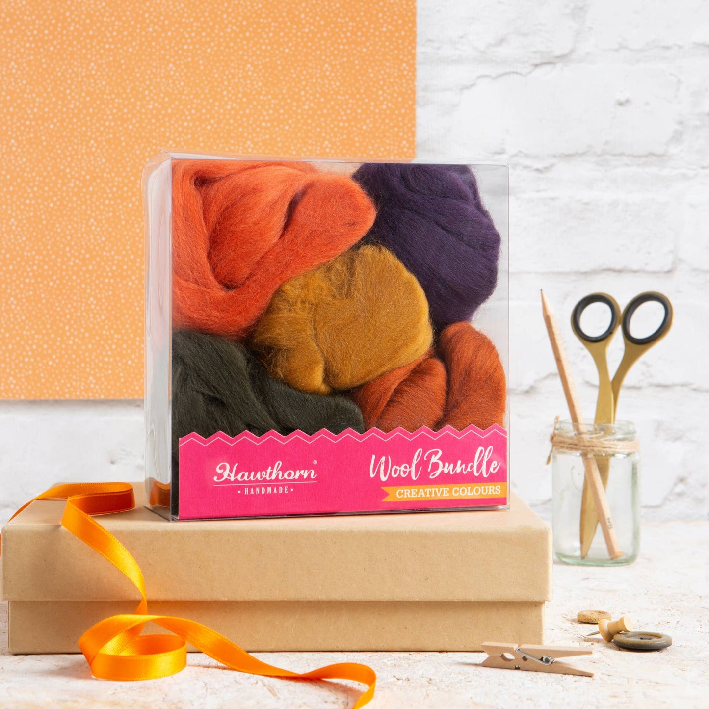 autumn colours needle felting merino wool craft project kit british