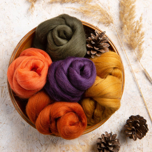 autumn colours needle felting merino wool craft project kit british