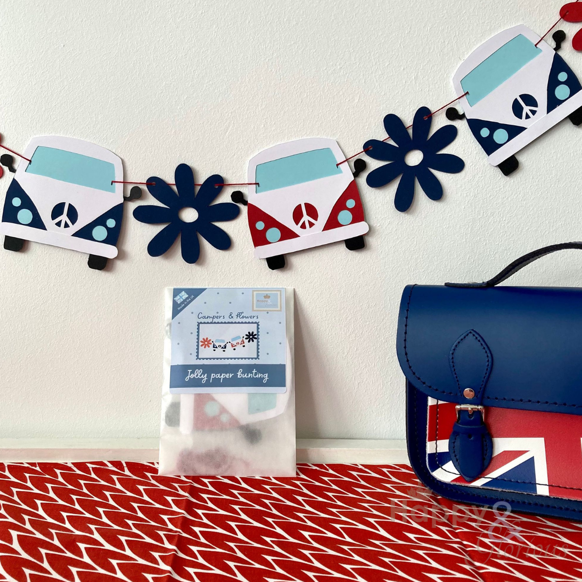 Jolly paper bunting - camper vans & flowers