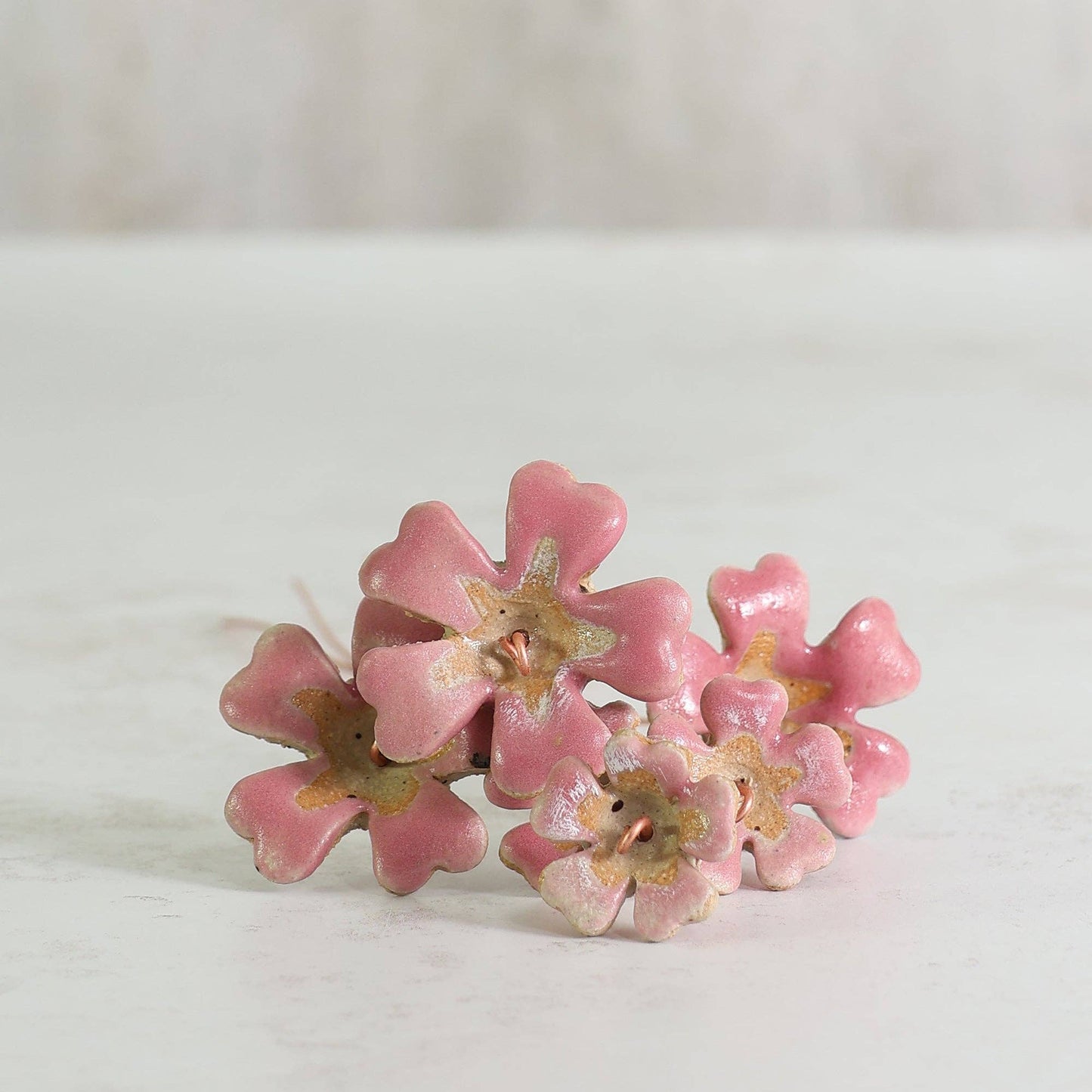 Pink primrose ceramic flower stems