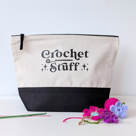 'Crochet stuff' cotton zip purse