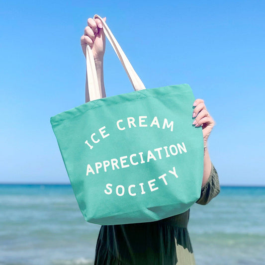 Mint green ice cream appreciation society canvas tote bag