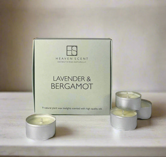 Box of nine scented natural wax tealights