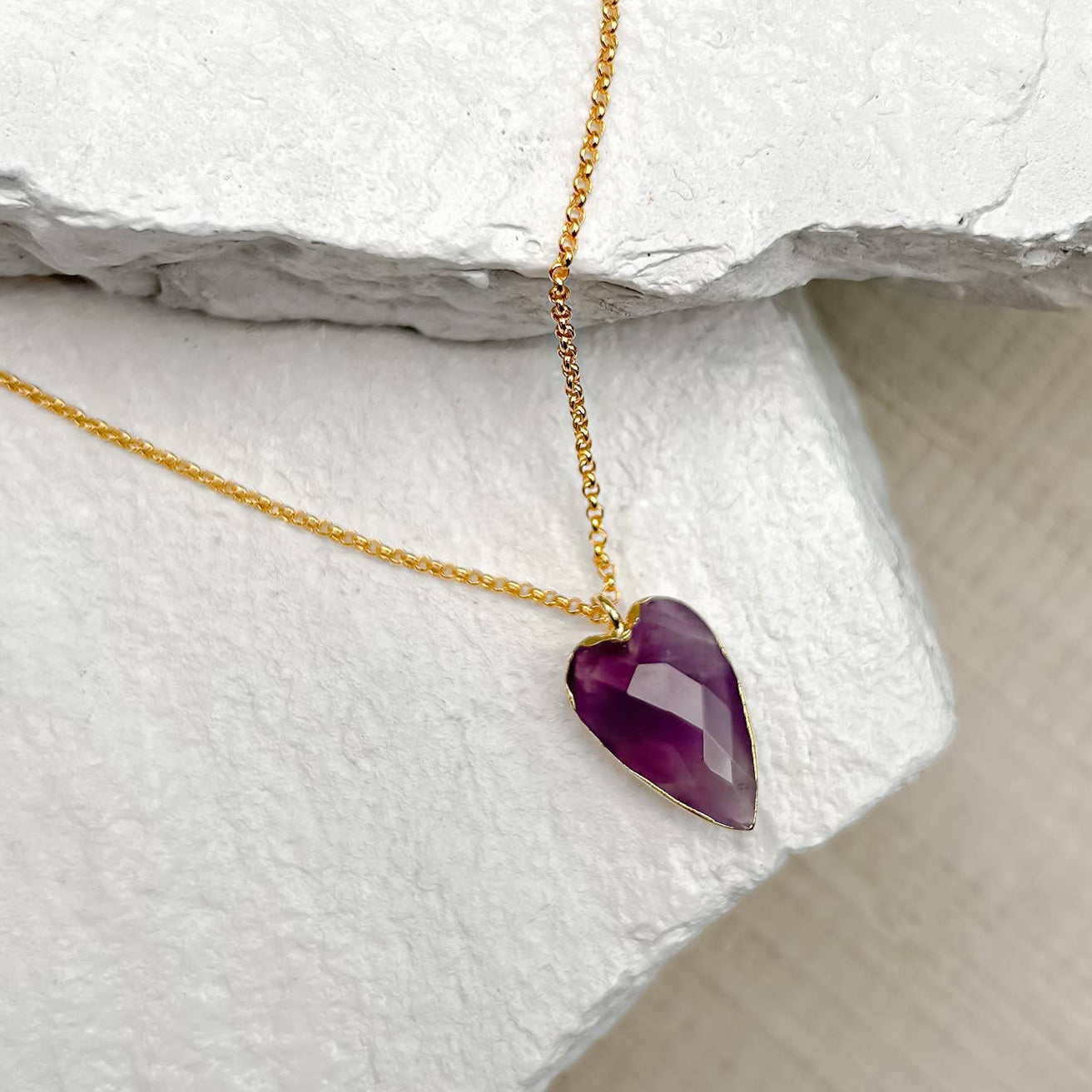 Amethyst heart gold plated necklace