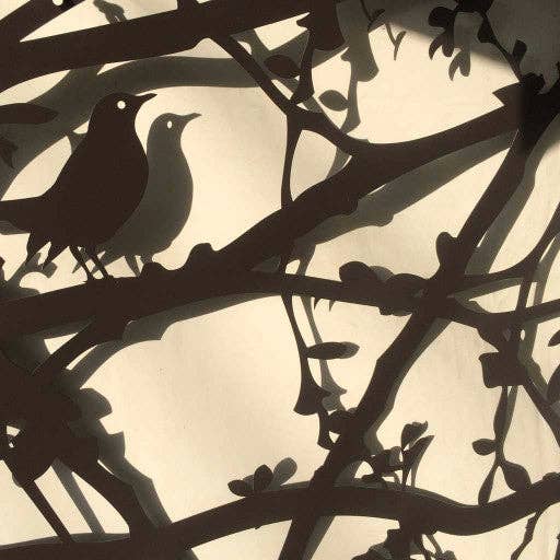 Steel hedgerow with blackbird & wren garden wall art